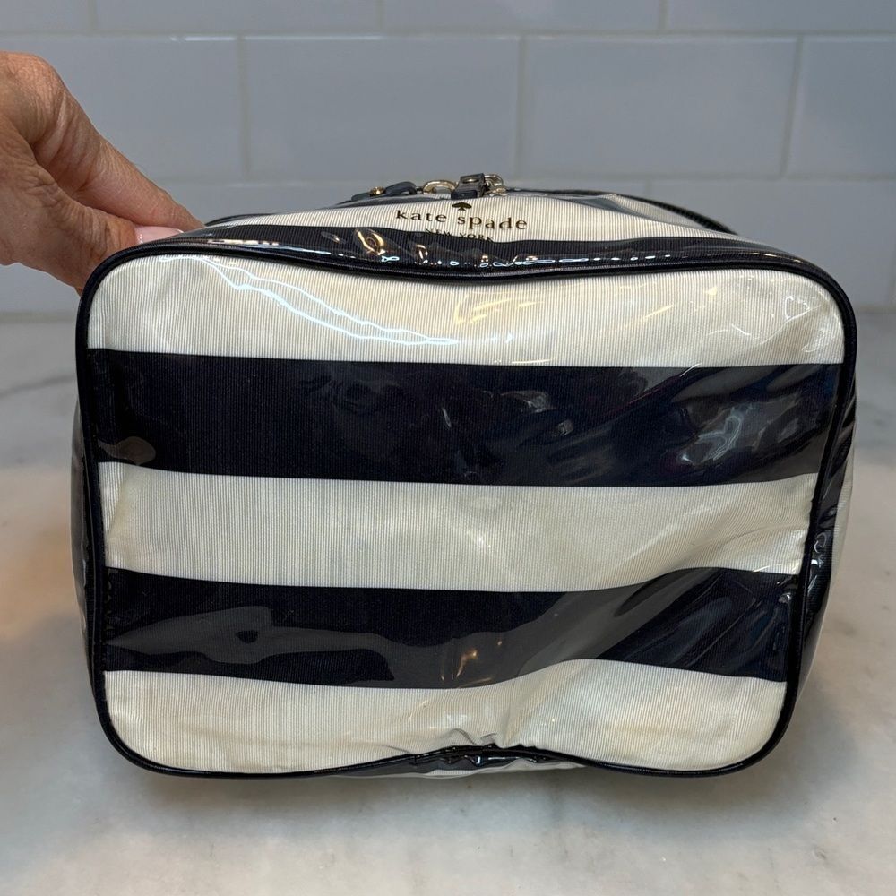 Kate Spade Cosmetics Bag Striped Travel Toiletry Cosmetic Case Pouch - Picture 9 of 16